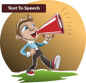 text-to-Speech cartoon boy with a megaphone
